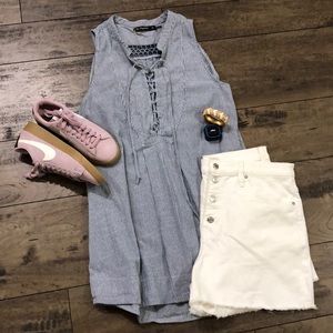 Cotton Striped Sleeveless Tunic
